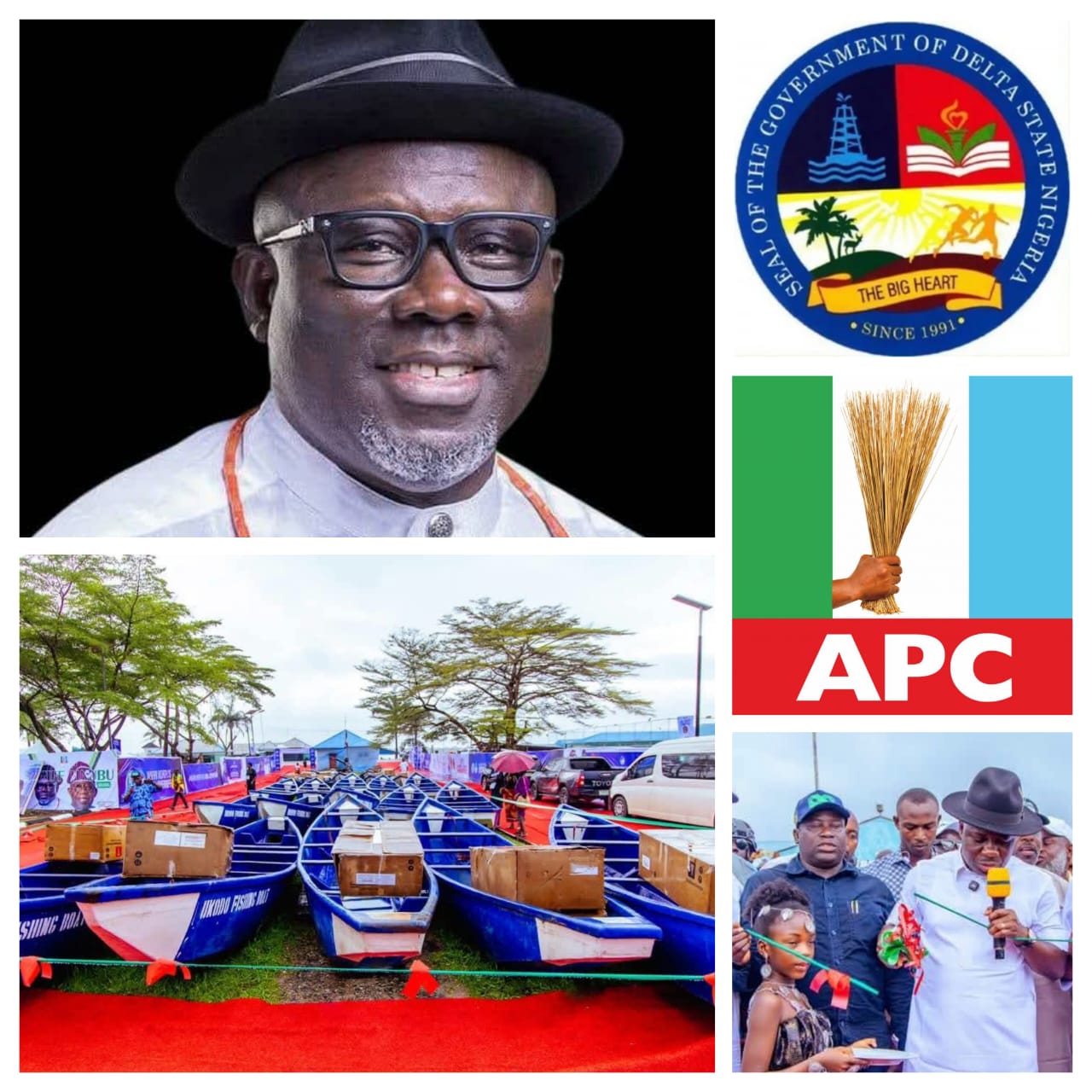 Governor Sheriff Oborevwori fishing boats empowerment programme in Delta State