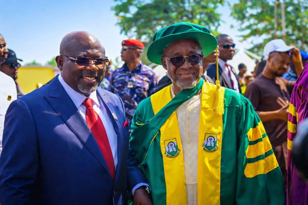 Delta State Governor Sheriff Oborevwori and Former Delta State Polytechnic, Ogwashi-Uku Governing Council Chairman, Dr. Omordi George Ugbomah