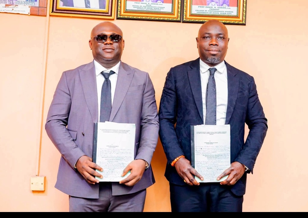 Pondi and Anoka pictured together at the University of Benin.