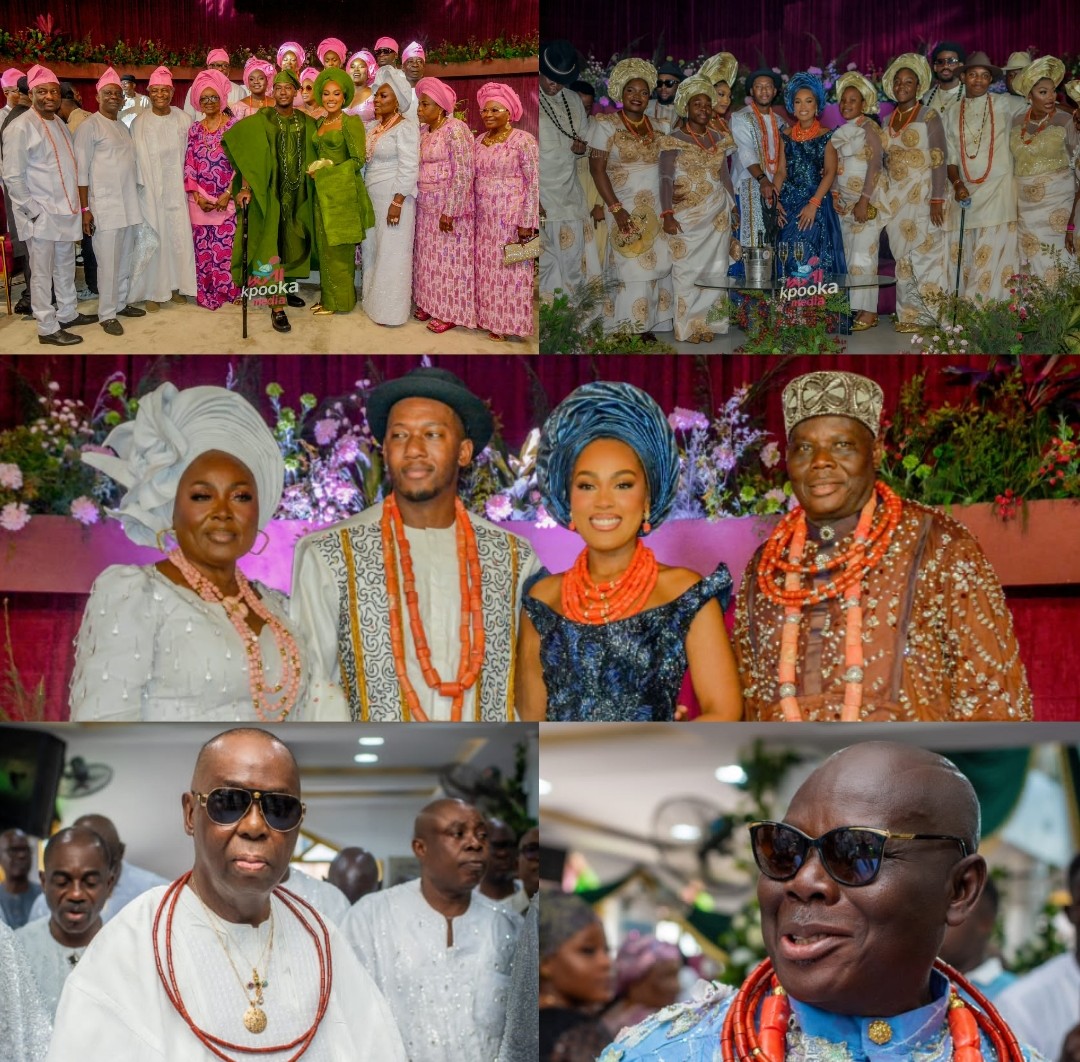 Dr. Oghenekome Egukawhore and Stephanie Egukawhore during their wedding ceremony in Lagos