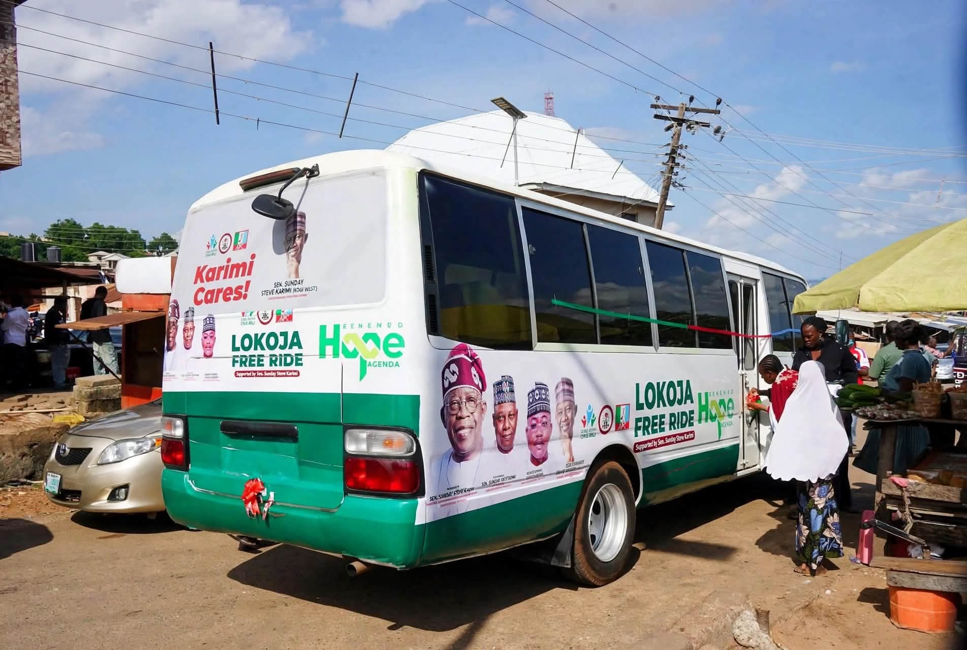 Karimi Coastal Bus Free Ride transporting passengers in Lokoja
