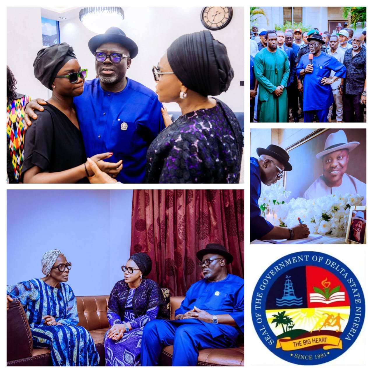 Governor Sheriff Oborevwori during a condolence visit to the family of former governor Emmanuel Eweta Uduaghan.